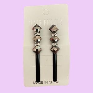 Elegant Black and Silver Hair Pins